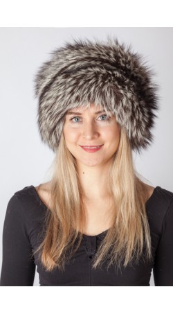 Scandinavian silver fox fur hat